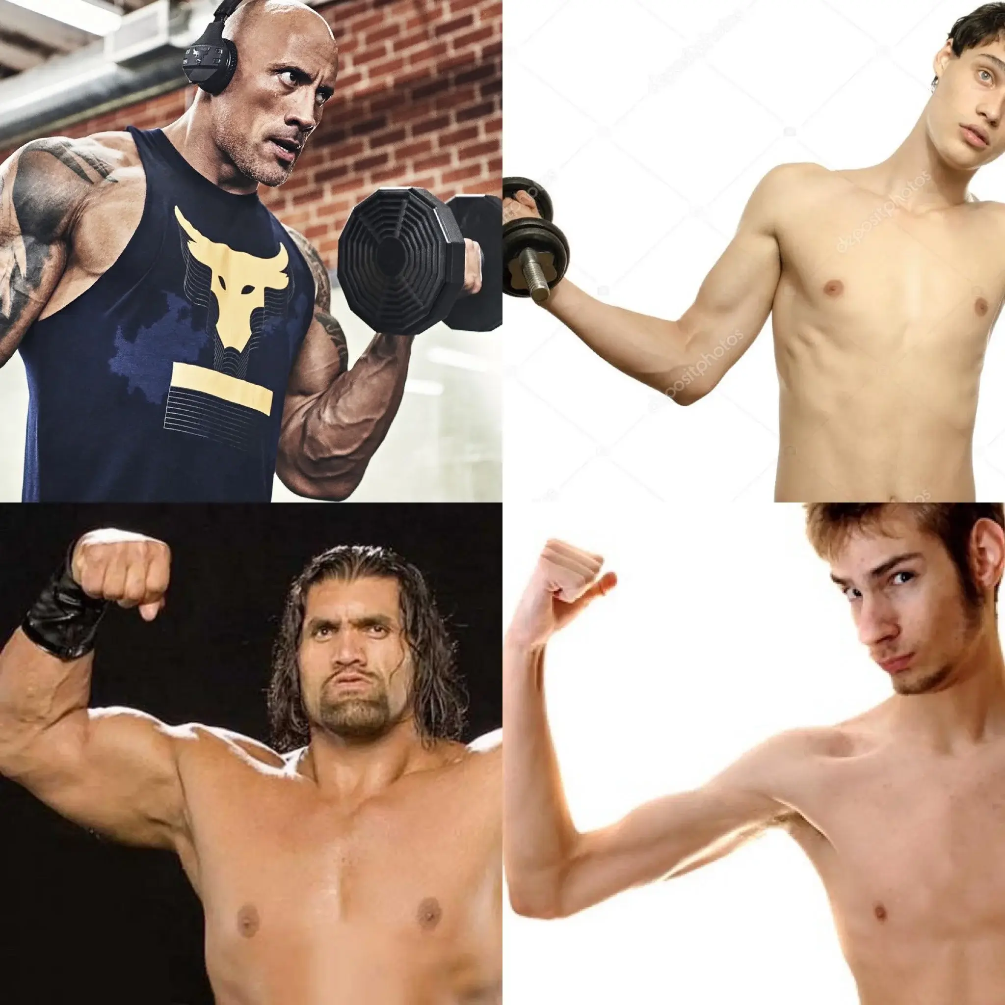 top-left: [Dwayne Johnson], bottom-left: [The Great Khali] - Ashmeet Sehgal Blog